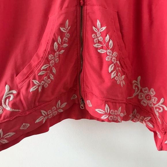 Johnny Was coral zip up hoodie - Picture 10 of 13